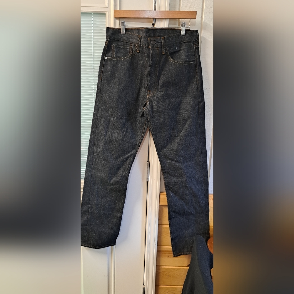 Levis 501 Jeans Mens Blue Straight Button Fly Denim New 32x32 City Date Night - Picture 3 of 8